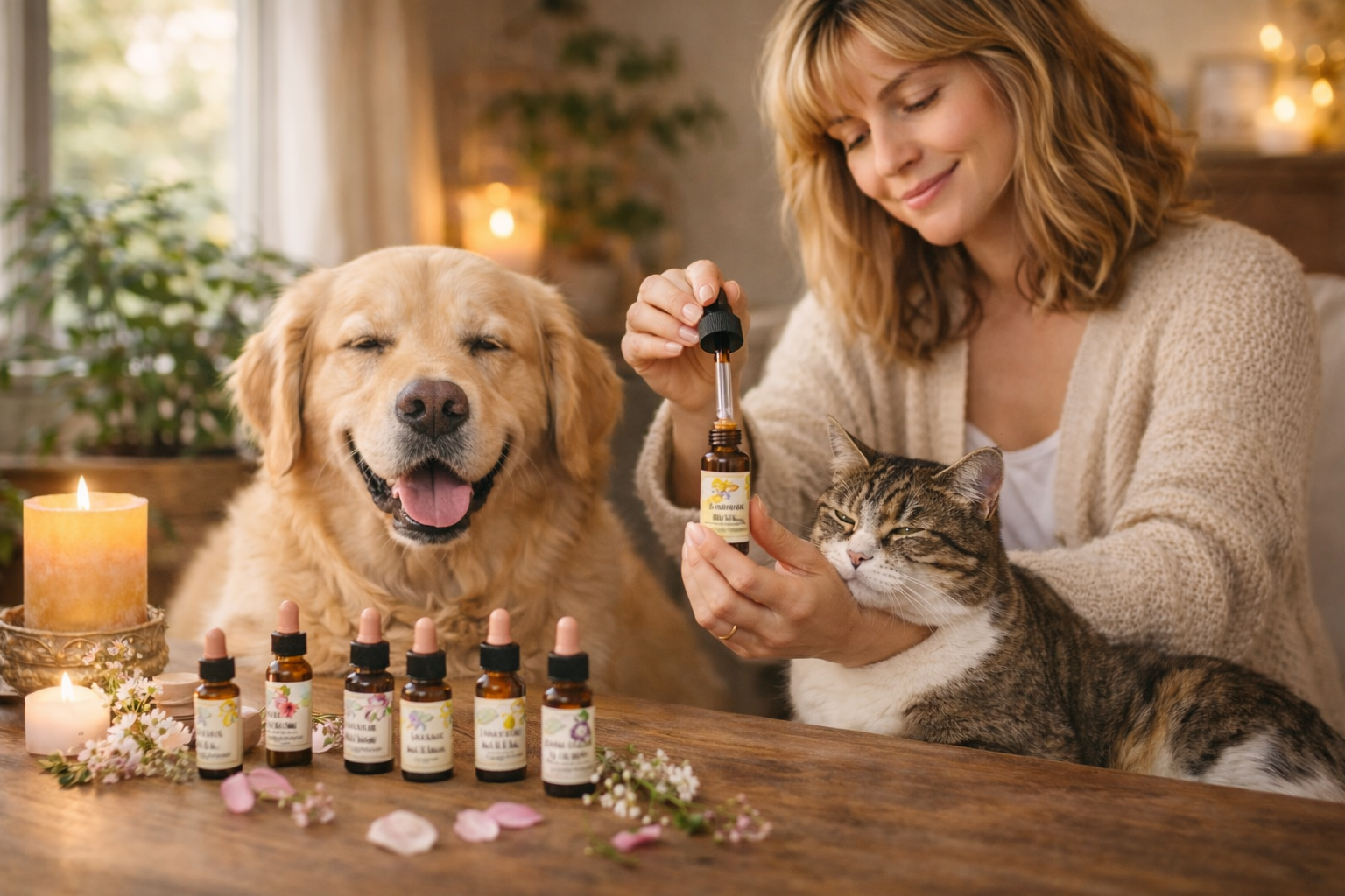 Flores de Bach para perros y gatos terapia natural bienestar emocional.